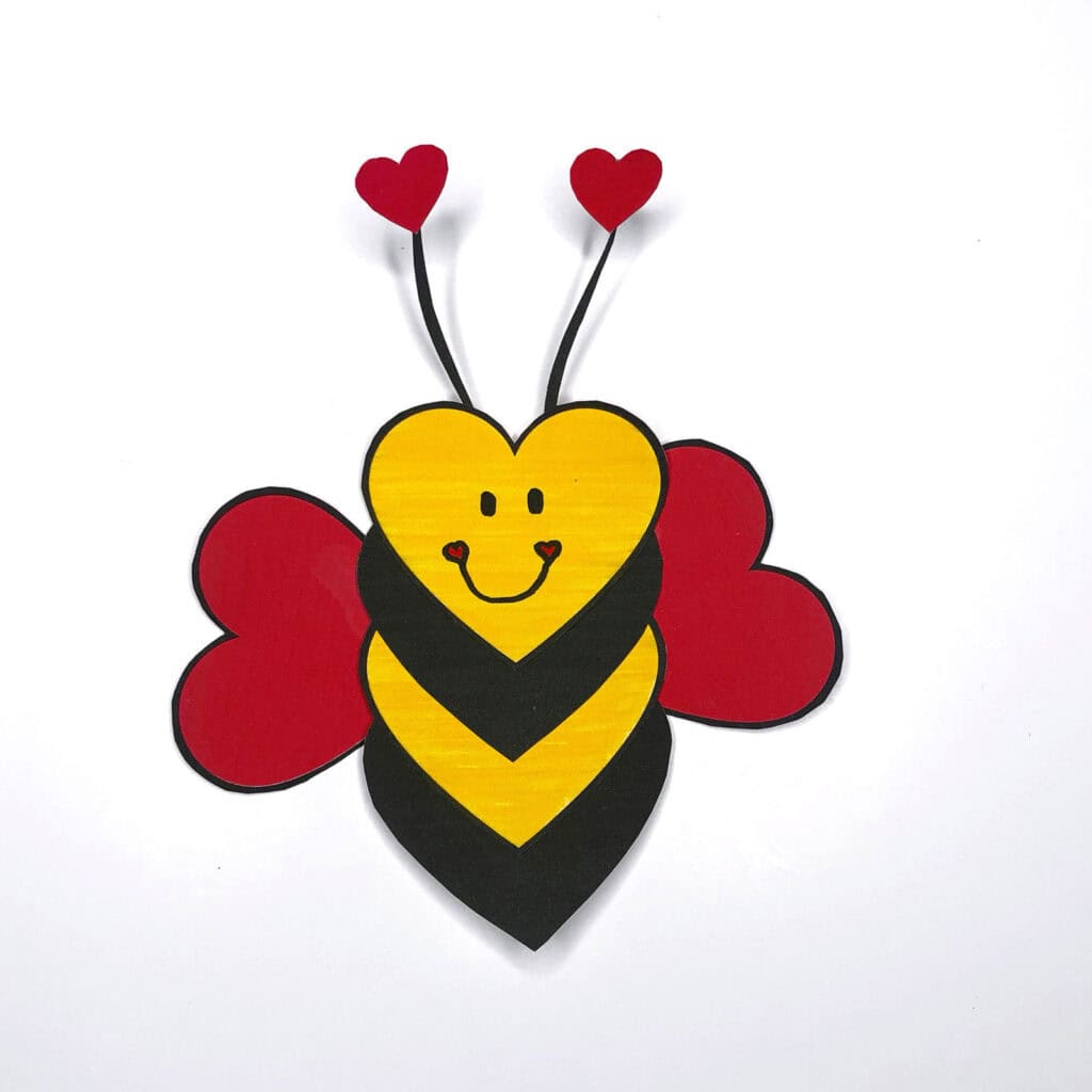 Kids Valentine Craft Printable Valentine's Day Bee Craft