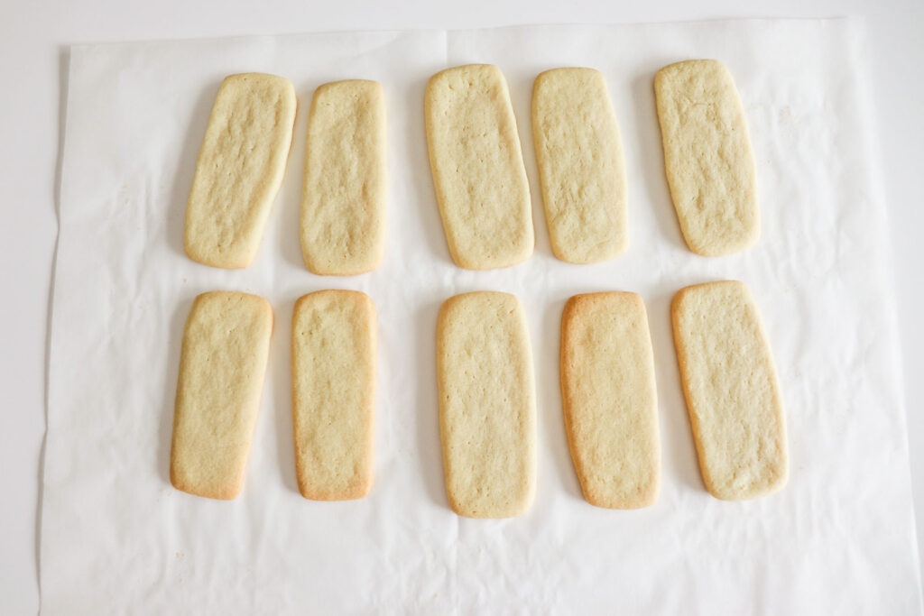 Rectangular sugar cookies ready to be decorated