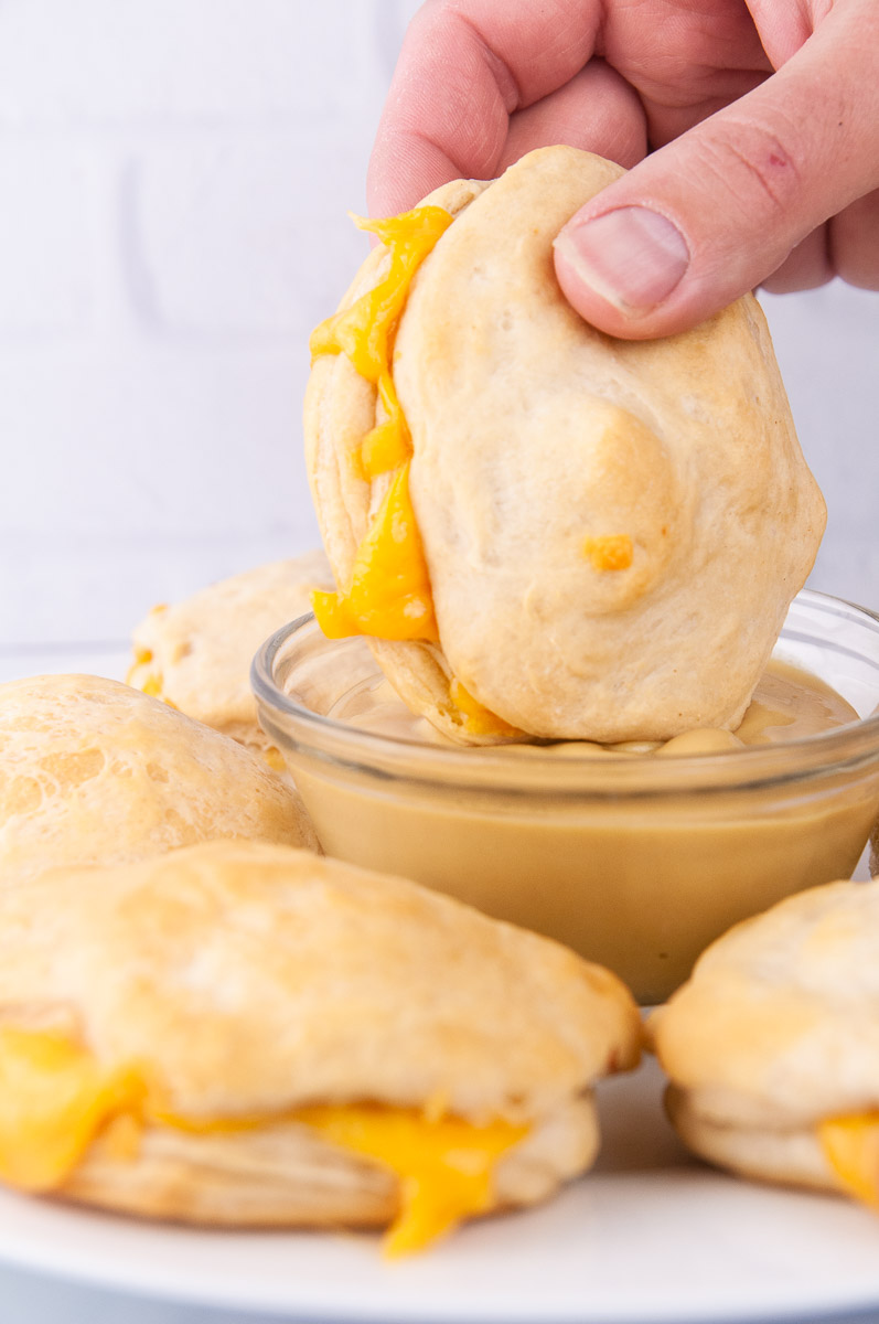 Dip your ham and cheese biscuit in your favorite spread.