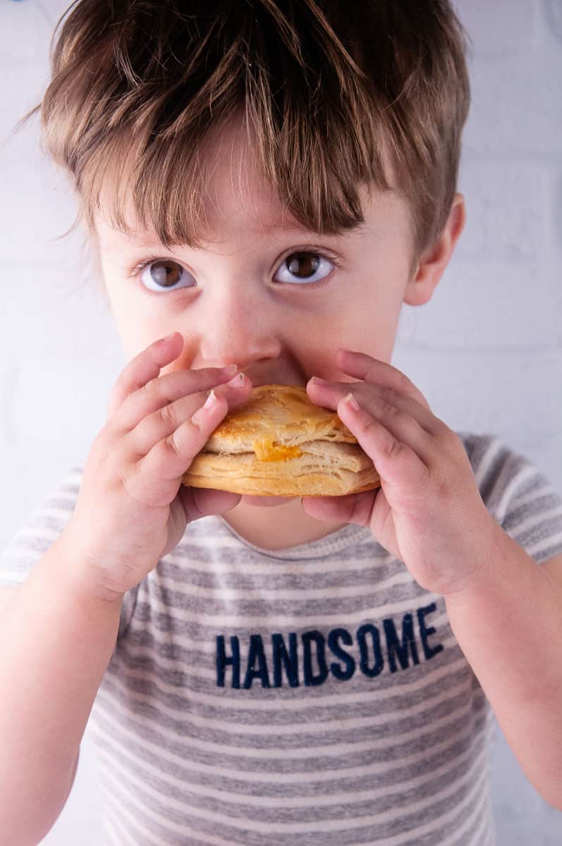 Kid friendly ham and cheese biscuits