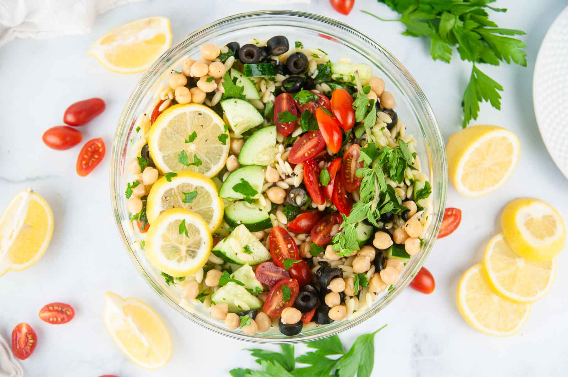 Greek Orzo Salad is perfect for a vegetarian lunch or dinner or as a side dish