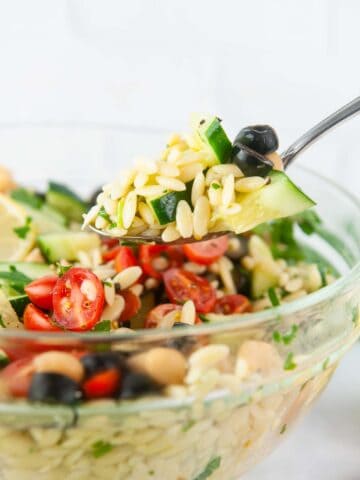 Greek Orzo Salad is perfect for a vegetarian lunch or dinner or as a side dish