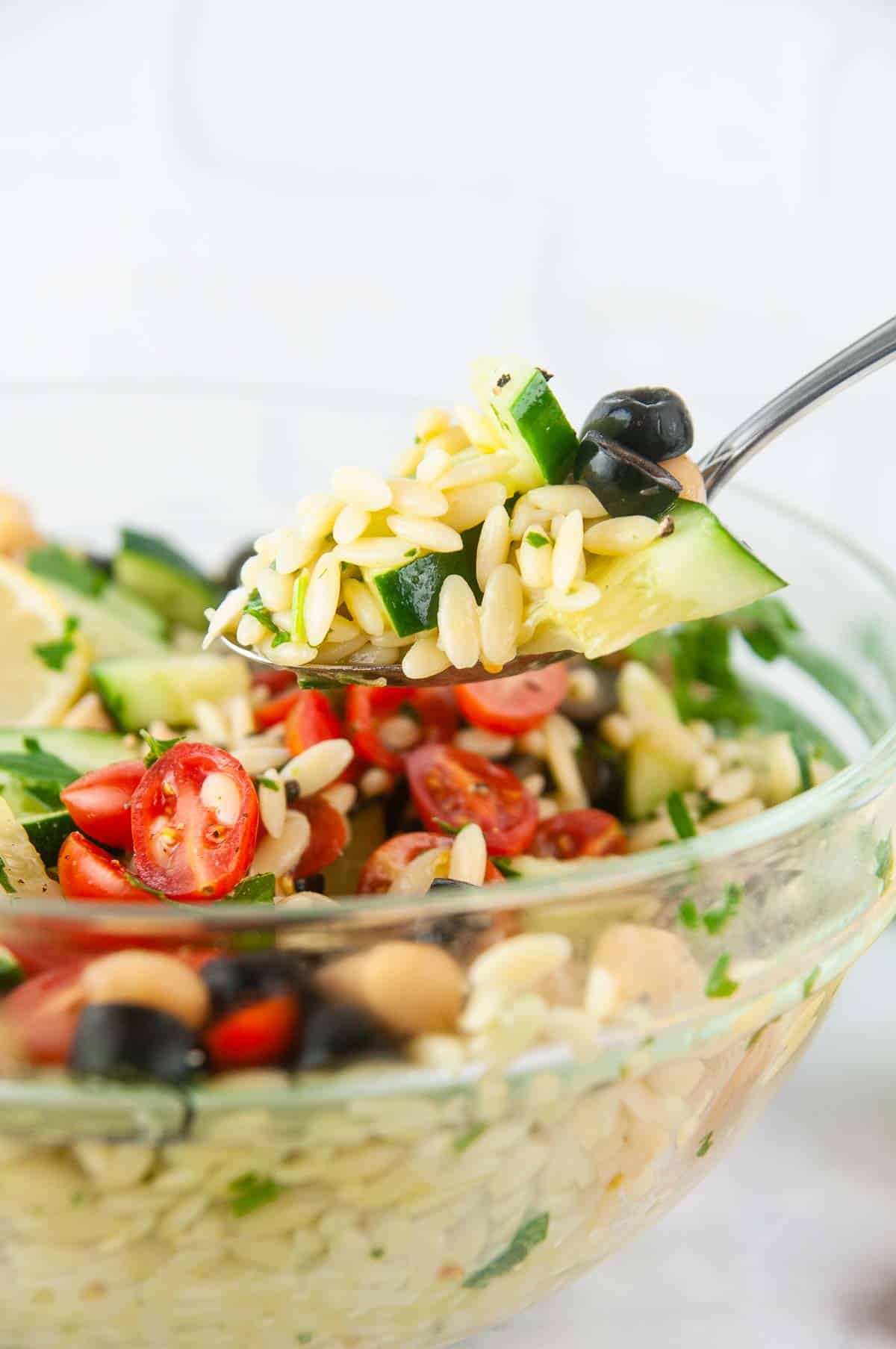 Greek Orzo Salad is perfect for a vegetarian lunch or dinner or as a side dish