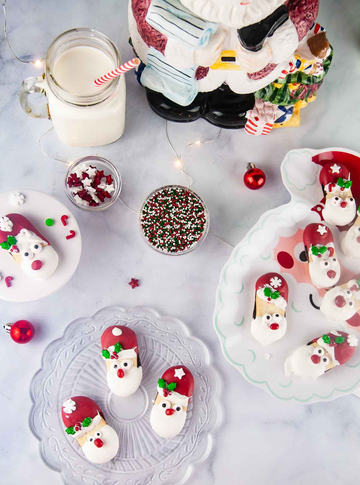 Easy Santa cookies are a festive addition to any Christmas dessert spread or perfect to leave out for the big guy himself on Christmas Eve.