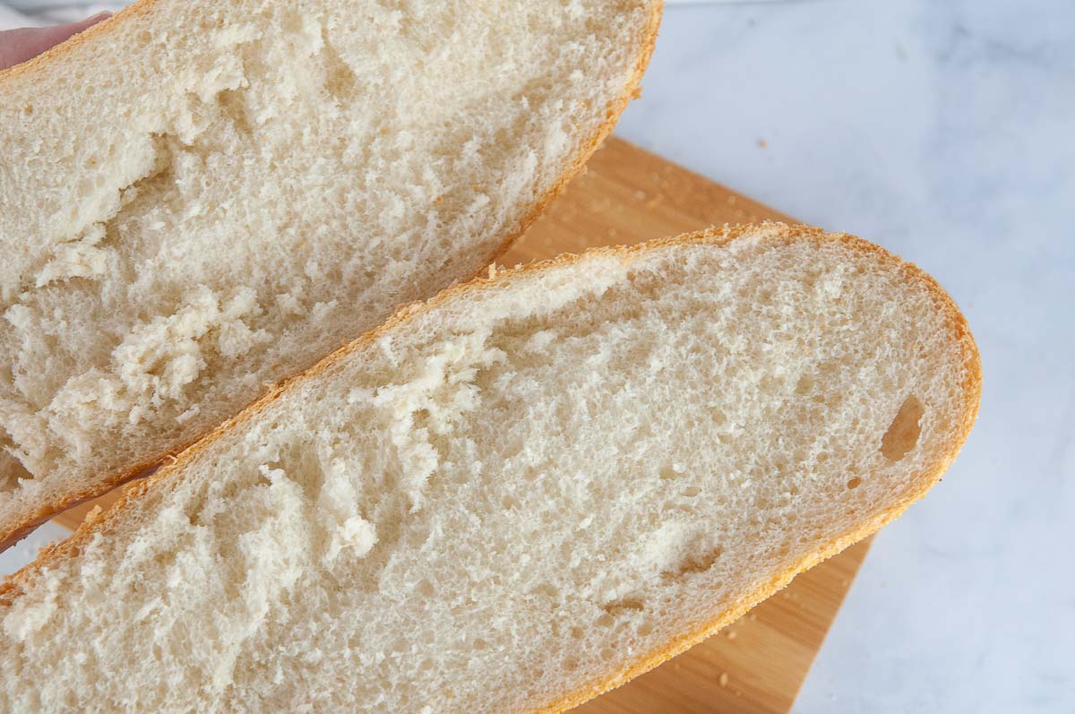 Slice the bread in half