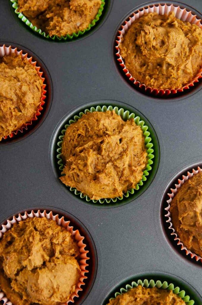 Baked 2 ingredient Pumpkin Muffins in a Muffin Tin