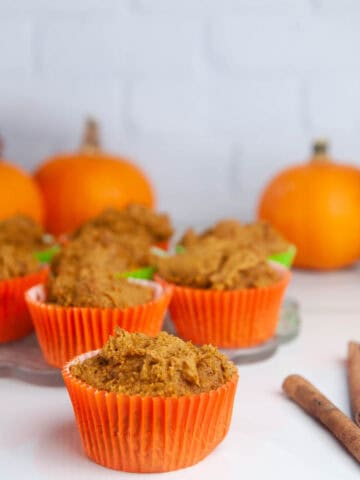 2 ingredient pumpkin muffins make for a delicious fall treat..