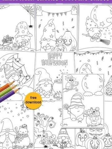 Free Printable Halloween Coloring Pages- Halloween Gnomes