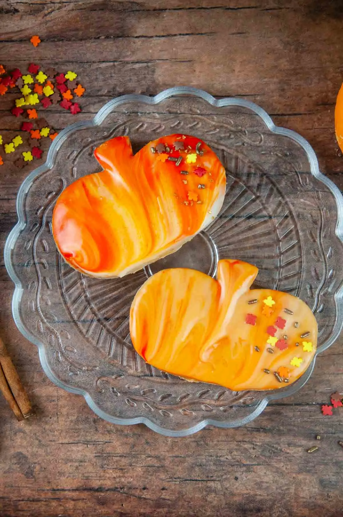 Marbled Cut Out Pumpkin Spice Cookies are a delicious fun fall treat. A great kid friendly alternative to pie for Thanksgiving or fun dessert for Halloween.