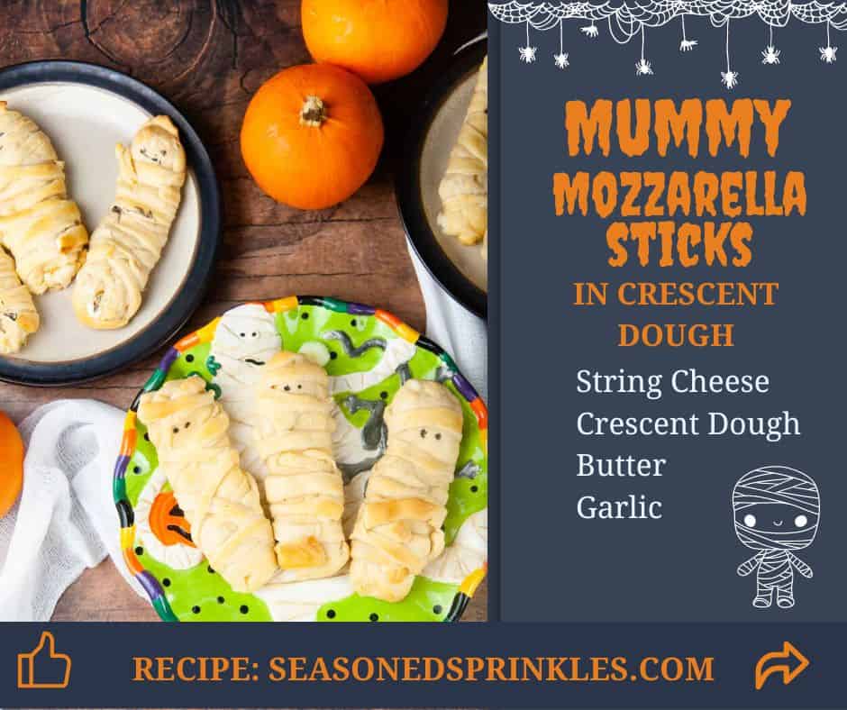 Easy Mummy Mozzarella Sticks (in Crescent Dough) for Halloween