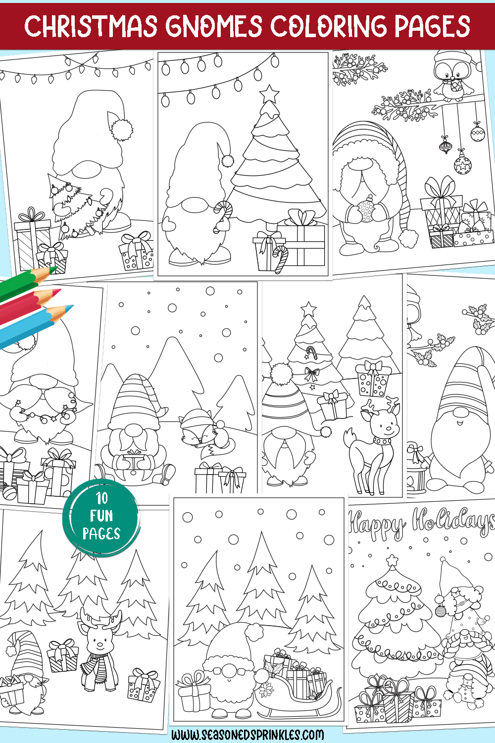 Christmas Gnomes Coloring Pages