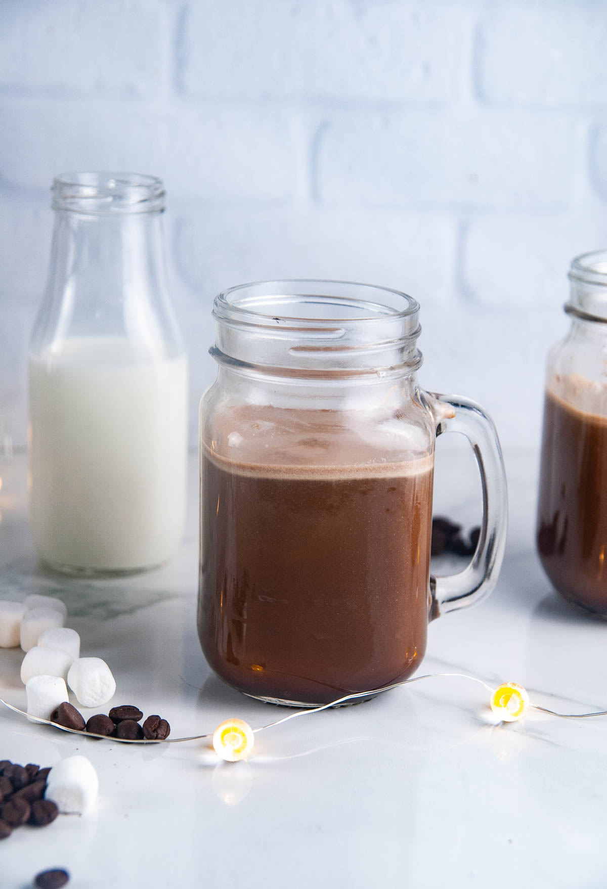 Add milk, half and half, or cream to make the hot chocolate coffee super creamy.