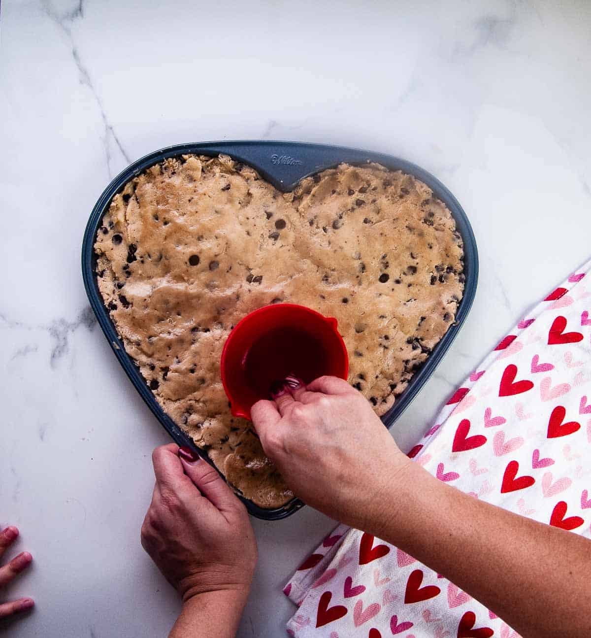 Easy Giant Heart Shaped Chocolate Chip Cookie for Valentine's Day