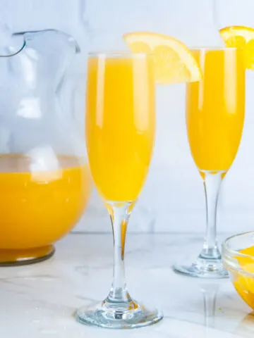 Sweet peach mimosas are a delicious update to the classic brunch drink.