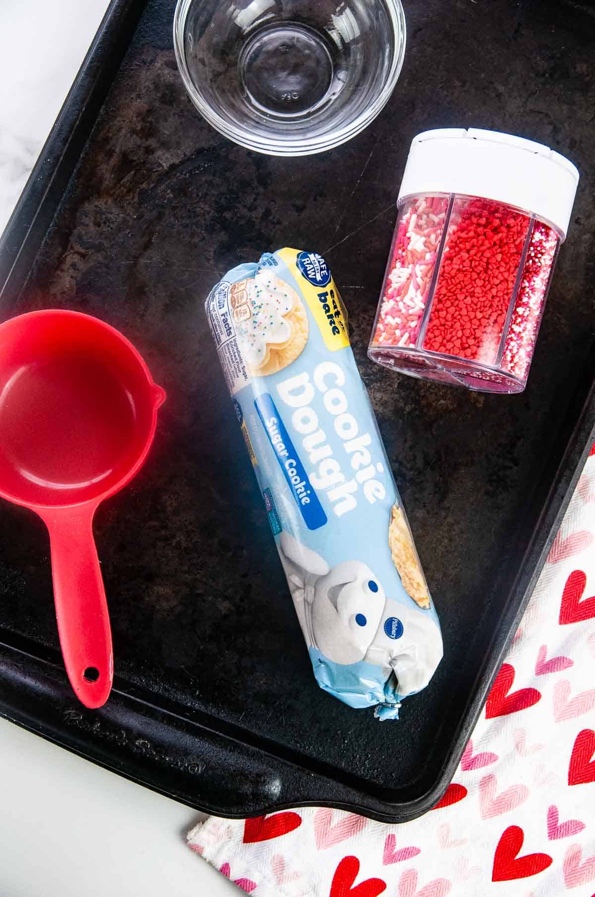 Ingredients for Sprinkle Cookies: Sugar Cookie Dough and Sprinkles