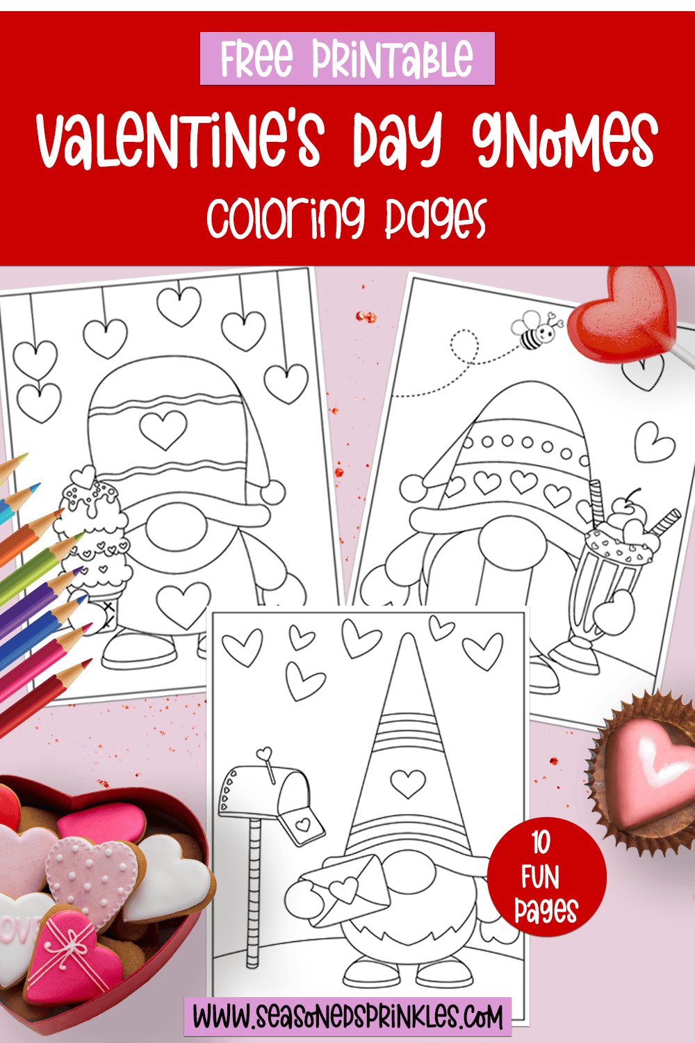 Free Valentine's Day Coloring Page Valentine's Day Gnomes 