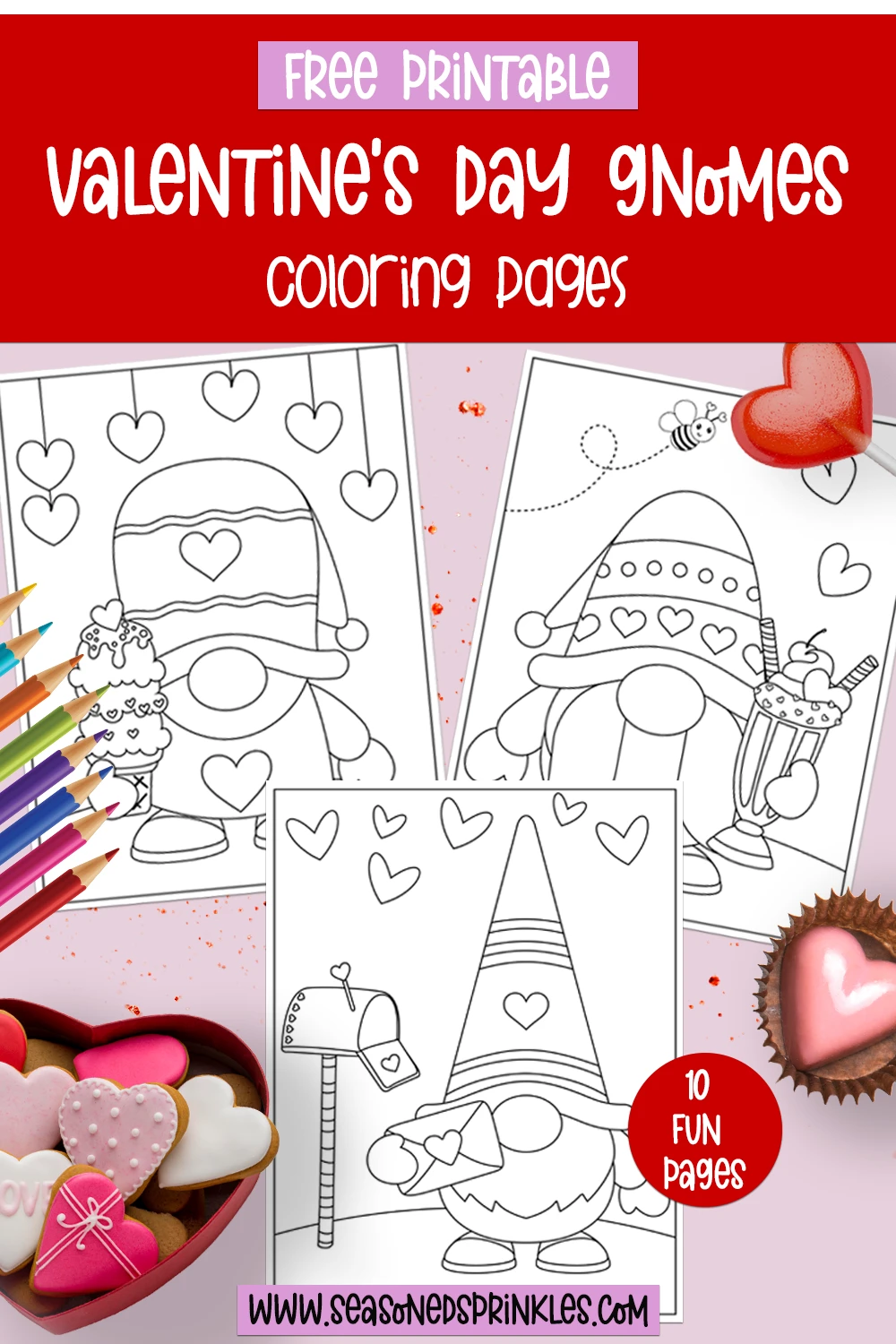 Free Valentine's Day Coloring Page Valentine's Day Gnomes 