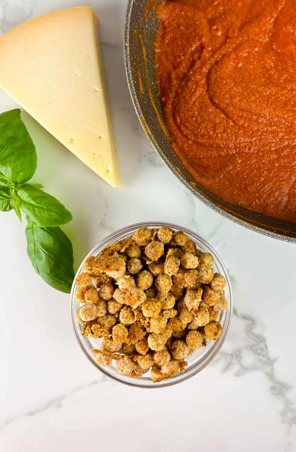 Easy garlic roasted chickpeas with parmesan are a yummy crunchy snack, and topping for salads, soups, and pastas