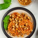Pasta with Chickpeas (Pasta e Ceci) is a bite of heaven in an easy vegetarian, budget friendly, rustic Italian dinner. Ready in under 30 minutes!