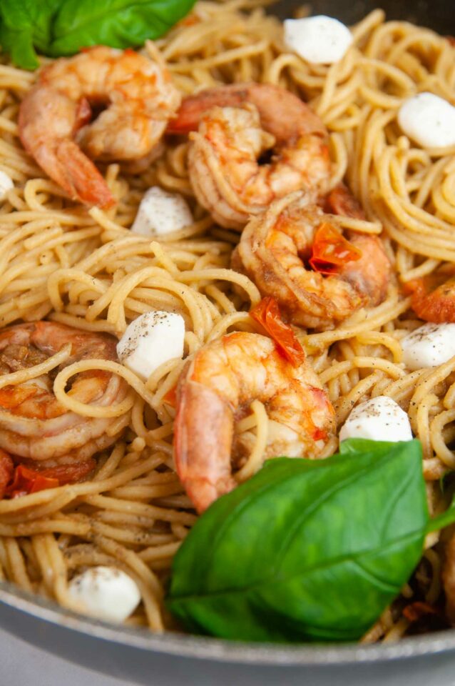 The Best Shrimp Caprese Pasta - Seasoned Sprinkles