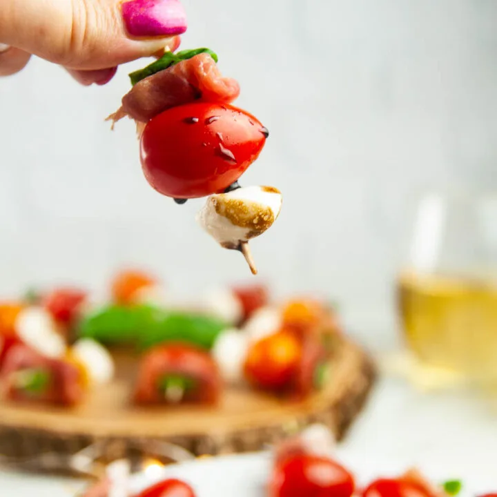 Prosciutto Caprese Skewers are easy prosciutto mozzarella appetizers perfect for everything from the holidays to warm weather entertaining.
