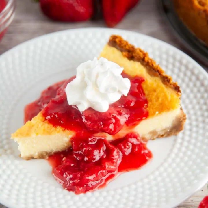 Learn how to make strawberry topping for cheesecake with this easy recipe. With only 3 ingredients, you'll be whipping this up and spooning it onto cheesecakes, other desserts, and even on waffles and pancakes all the time!