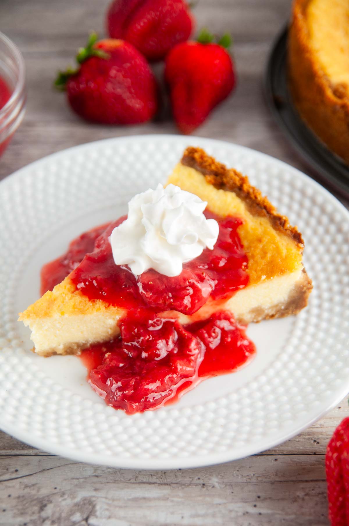 Learn how to make strawberry topping for cheesecake with this easy recipe. With only 3 ingredients, you'll be whipping this up and spooning it onto cheesecakes, other desserts, and even on waffles and pancakes all the time!
