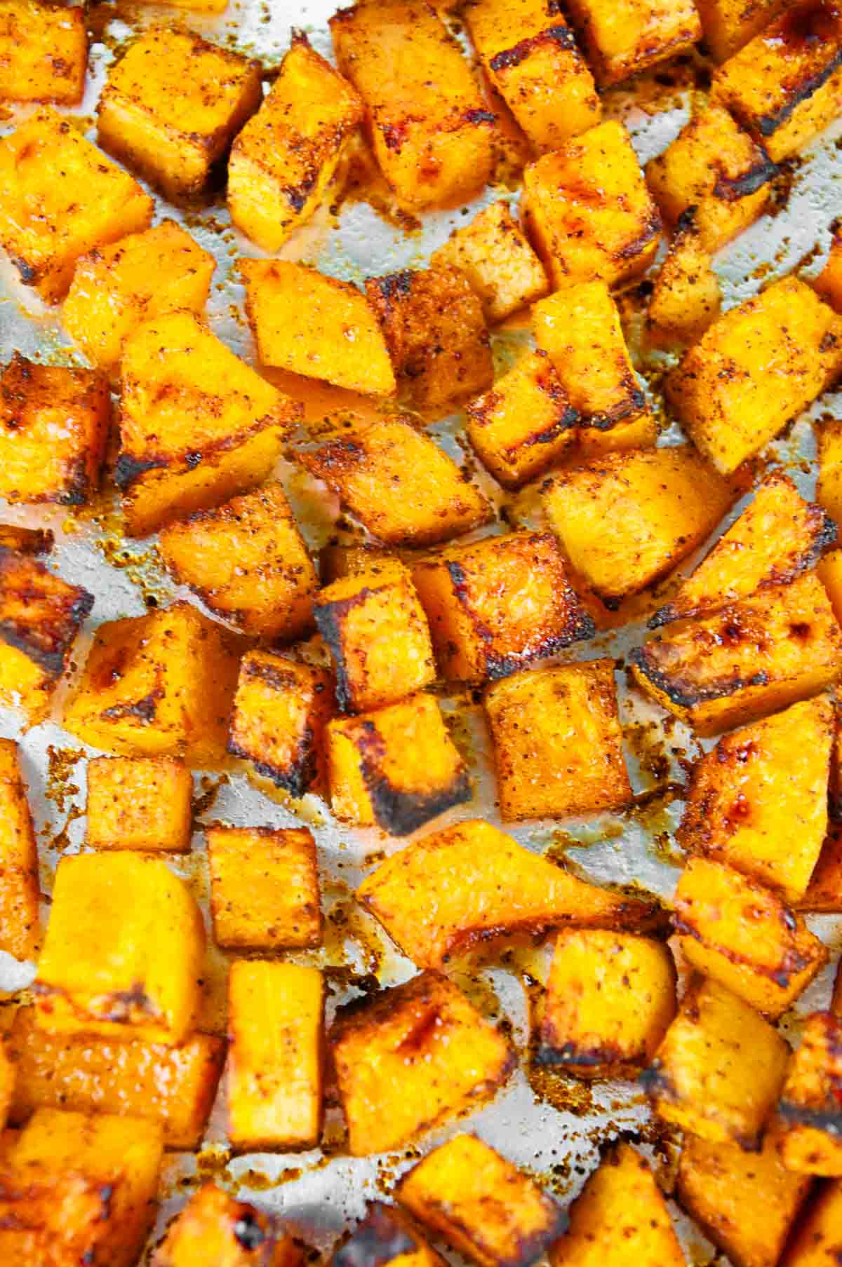 Savory Roasted Spiced Butternut Squash ready to be enjoyed!