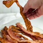 A photo of a plate of bacon in a text box with the words "Convection Oven Bacon"