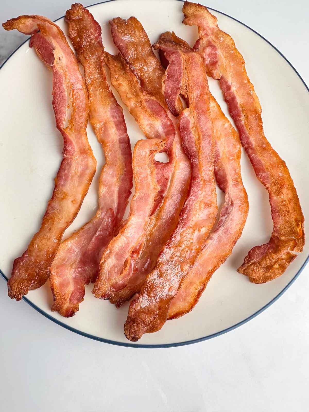 A plate of perfectly cooked bacon