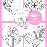 A collage of heart coloring pages