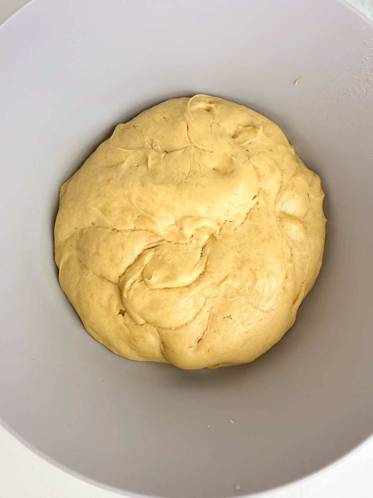 The Italian Easter bread dough after beating in the butter and letting it rise a second time.